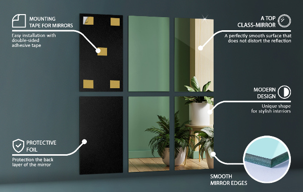 Piastrelle specchio adesive 6 pz 30x20 cm