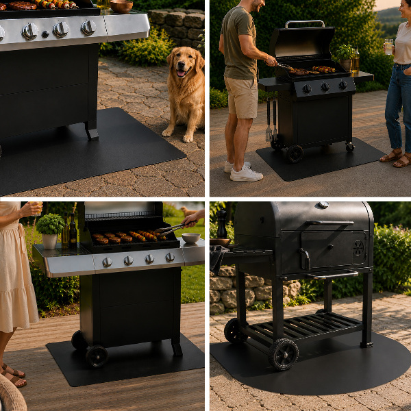 Pedana salvapavimento semiovale per barbecue 80x90 cm