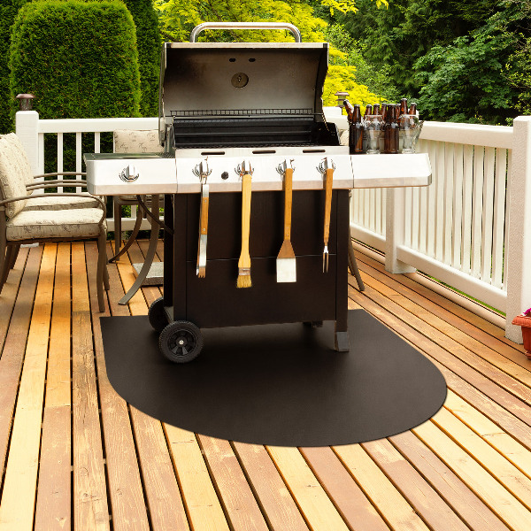 Tappeto protettivo semicircolare per barbecue da terrazzo 100x100 cm