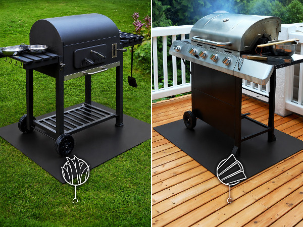 Tappeto protettivo semicircolare per barbecue da terrazzo 100x100 cm