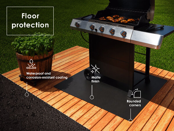 Pedana salvapavimento rettangolare per barbecue 100x80 cm