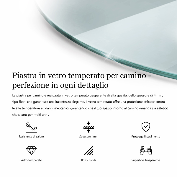 Vetro sotto il camino 100x100 cm