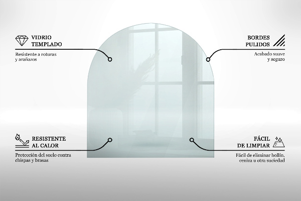 Vetro sotto il camino 80x70 cm