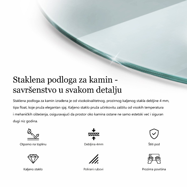 Vetro sotto il camino 80x70 cm