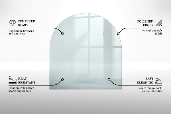 Vetro sotto il camino 80x70 cm