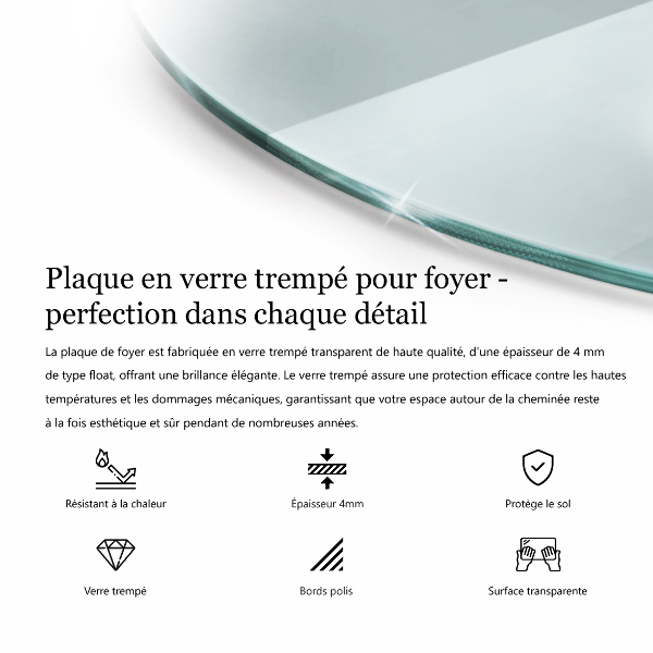 Lastra in vetro per caminetto fi60 cm