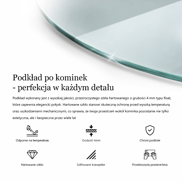 Lastra in vetro per caminetto fi60 cm