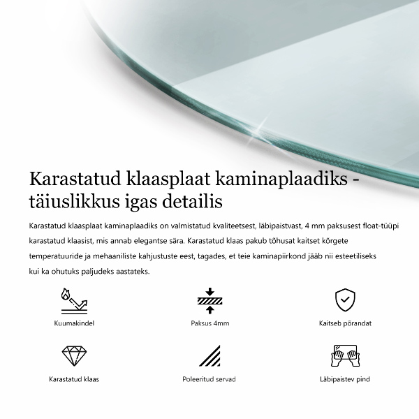 Lastra in vetro per caminetto fi70 cm