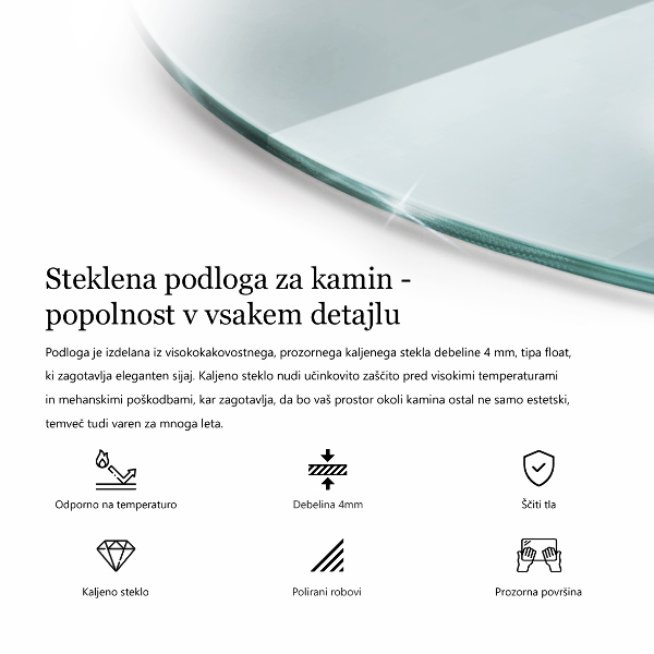 Vetro sotto il camino fi80 cm