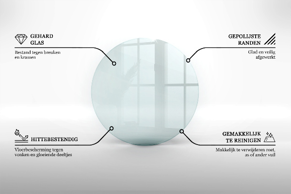 Vetro sotto il camino fi80 cm