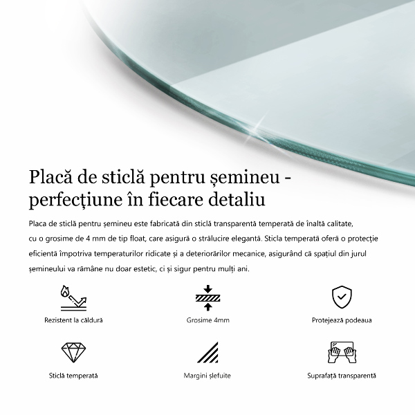 Vetro sotto il camino fi80 cm