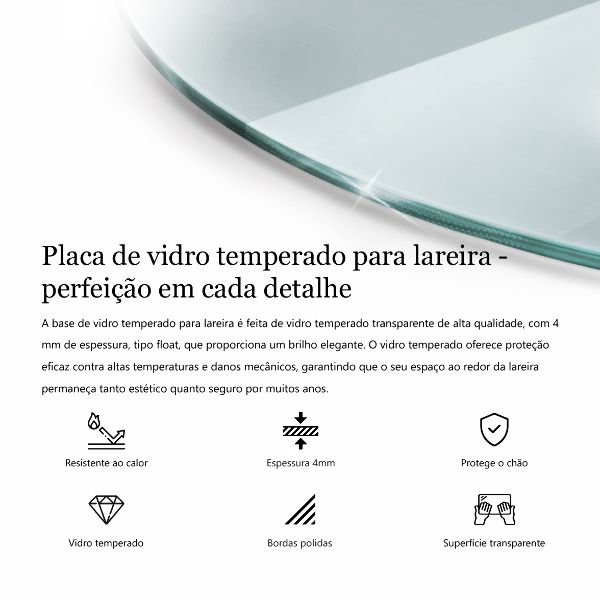 Vetro sotto il camino fi80 cm