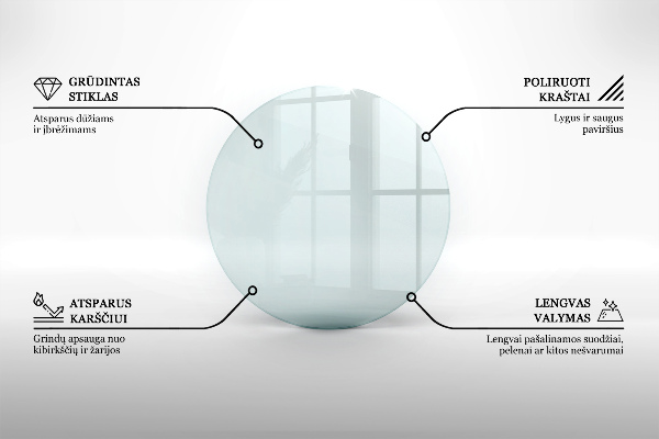 Vetro sotto il camino fi90 cm