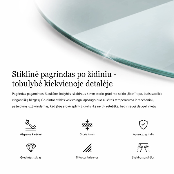 Vetro sotto il camino fi90 cm