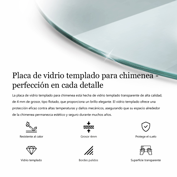 Vetro sotto il camino fi90 cm