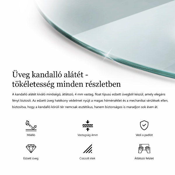 Vetro sotto il camino fi90 cm