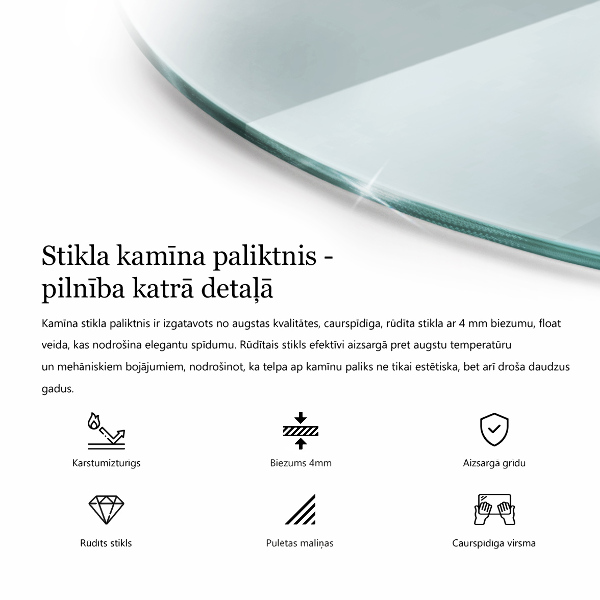 Vetro sotto il camino fi90 cm