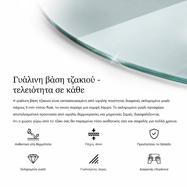 Vetro sotto il camino fi90 cm