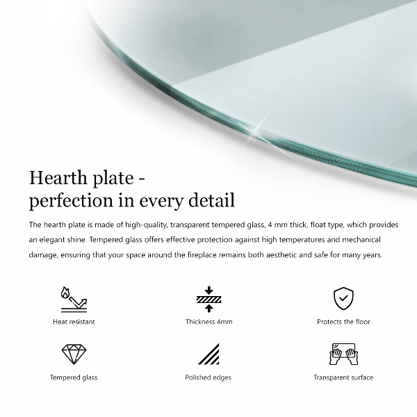 Vetro sotto il camino fi90 cm