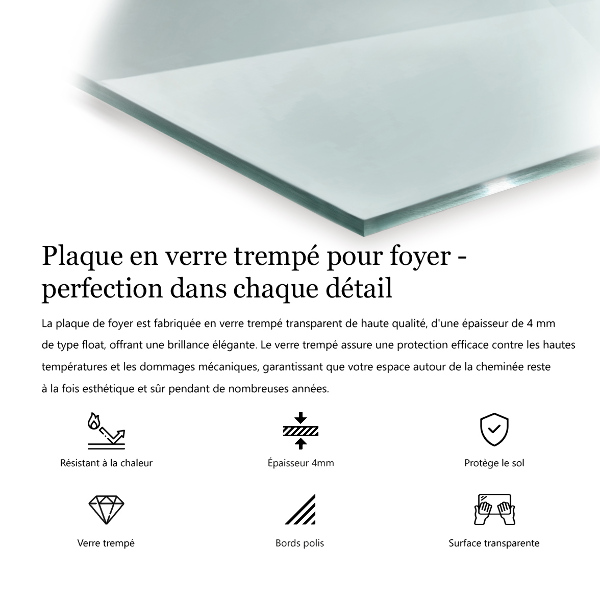 Vetro sotto il camino 120x60 cm
