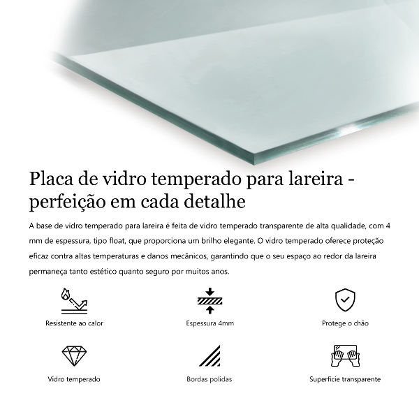 Vetro sotto il camino 125x50 cm