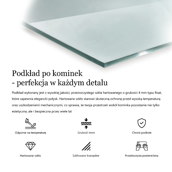 Vetro sotto il camino 125x50 cm