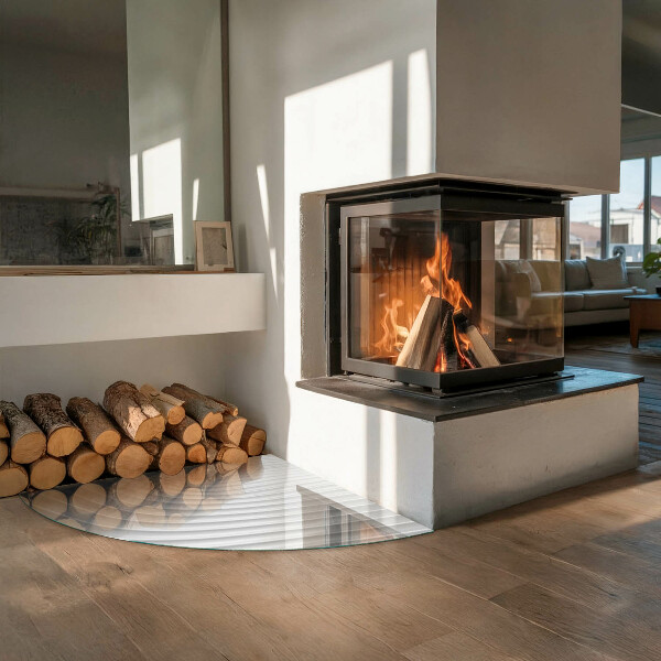 Vetro sotto il camino Onde di linee delicate