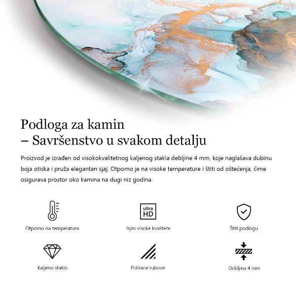 Vetro sotto il camino Tavola di legno nel layout