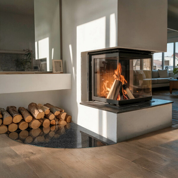 Vetro sotto il camino Texture della superficie della pietra