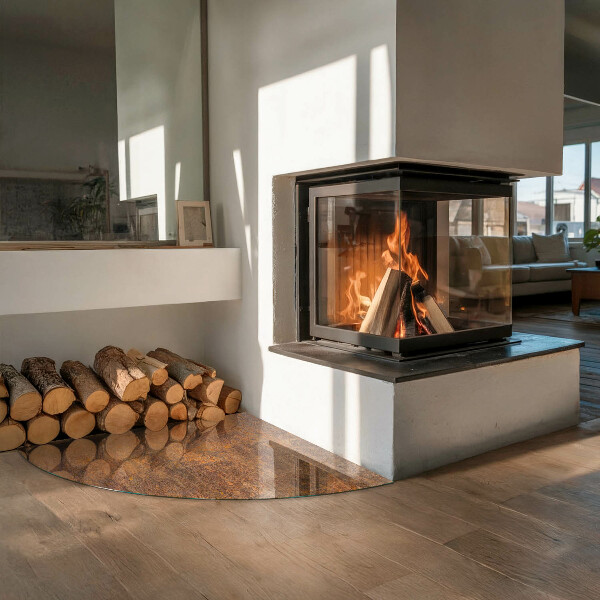 Vetro sotto il camino Texture ruggine sullo sfondo