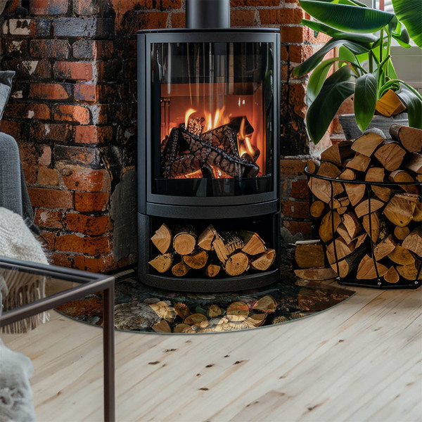 Vetro sotto il camino Motivo floreale con farfalle