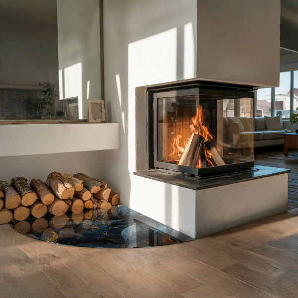 Vetro sotto il camino Foglie eleganti nella consistenza