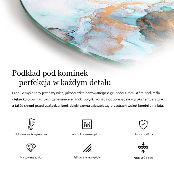 Vetro sotto il camino Foglie tropicali sullo sfondo