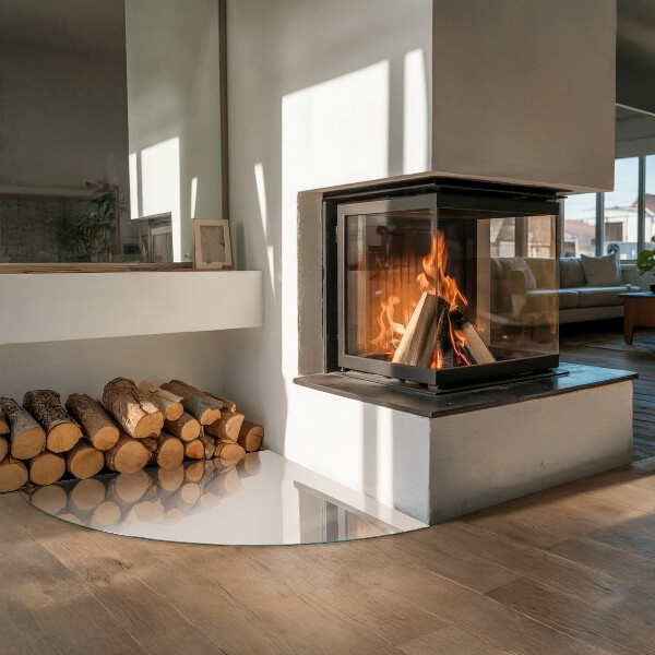 Vetro sotto il camino Colore Rosa pallido