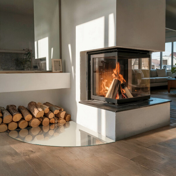 Vetro sotto il camino Colore Beige