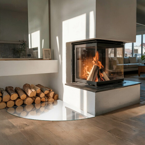 Vetro sotto il camino Colore bianco