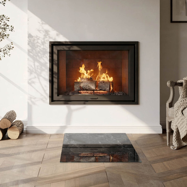 Quadrata vetro sotto stufa Elegante motivo in marmo