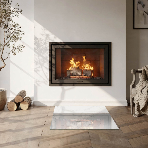 Quadrata vetro sotto stufa Motivo marmoreo con venature