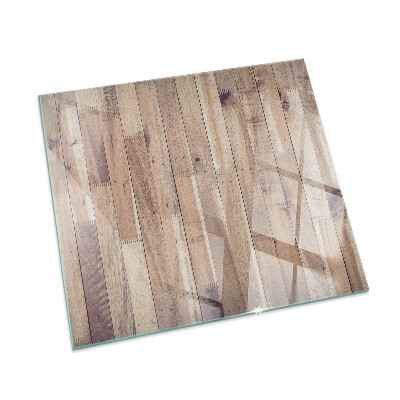 Quadrata vetro sotto stufa Tavola di legno nel layout
