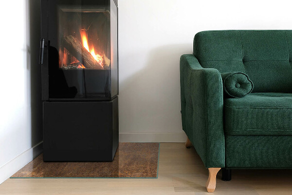 Quadrata vetro sotto stufa Texture di ruggine sul metallo