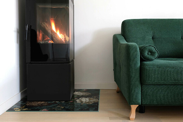 Quadrata vetro sotto stufa Motivo floreale con farfalle