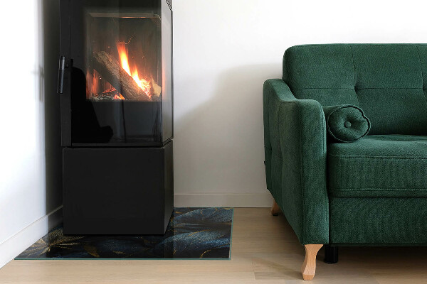 Quadrata vetro sotto stufa Foglie eleganti nella consistenza