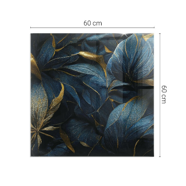 Quadrata vetro sotto stufa Foglie eleganti nella consistenza