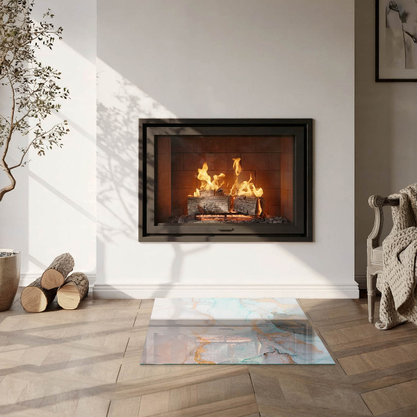 Quadrata vetro sotto stufa Modello fluido astratto