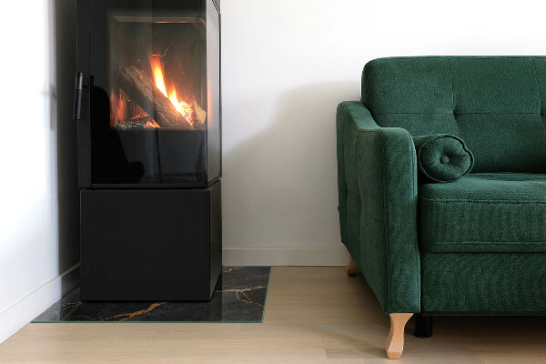 Quadrata vetro sotto stufa Marmo elegante con venature