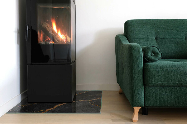 Quadrata vetro sotto stufa Marmo elegante con venature