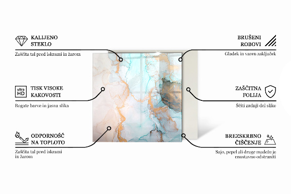 Quadrata vetro sotto stufa Motivo in pietra con particelle
