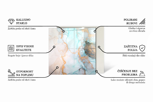 Quadrata vetro sotto stufa Colore bianco