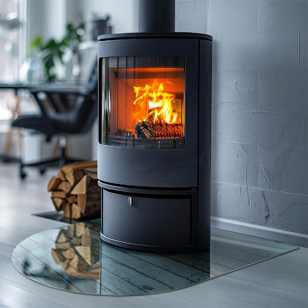 Lastra in vetro per caminetto Tavole in stile rustico