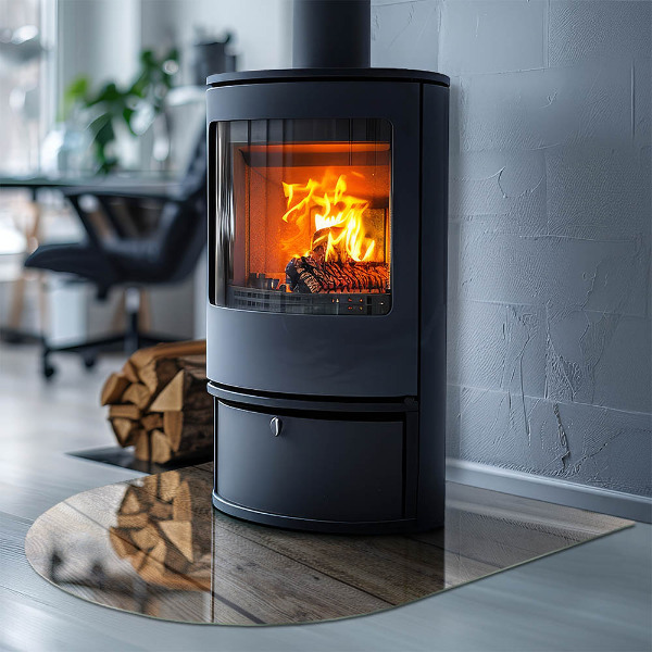 Lastra in vetro per caminetto Tavole di legno naturale